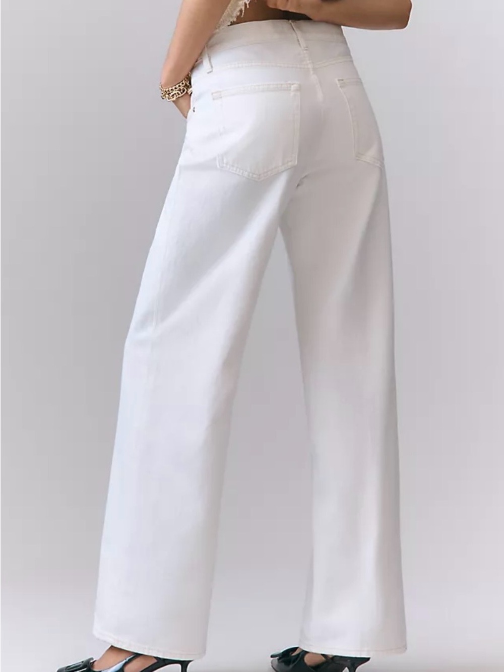Frame Denim White High-Rise Wide Leg Jeans - “The Stroll”